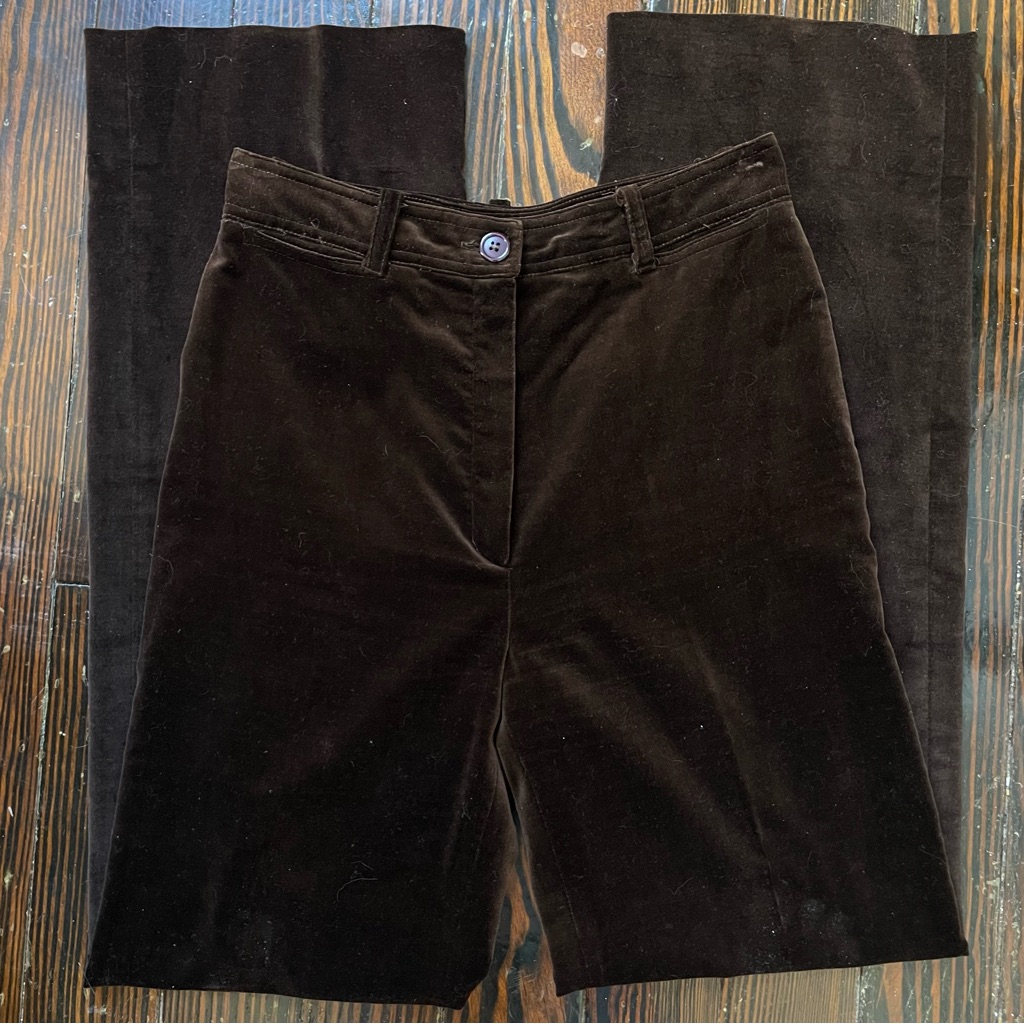 Vintage Brown Velvet Wool Pants